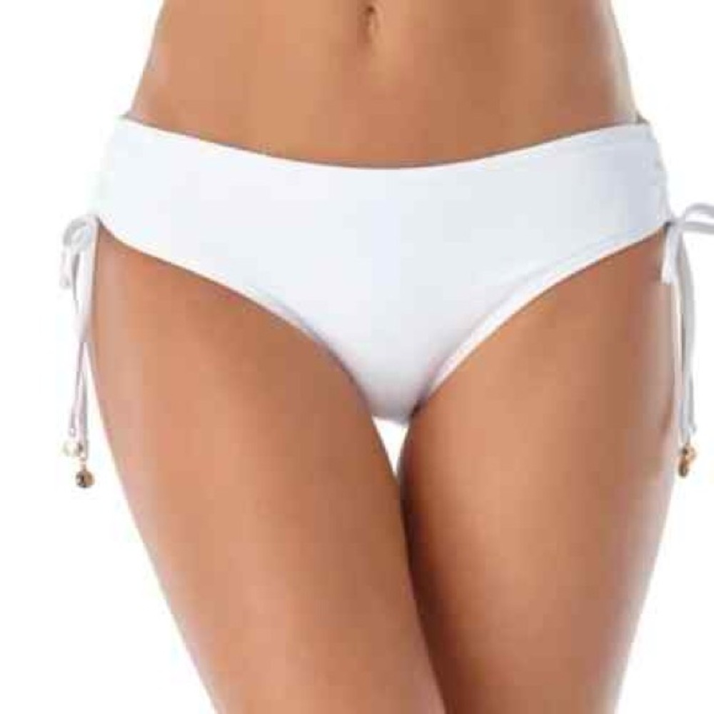 ANNE COLE white Live in Color Side Tie Bikini Swim Bottom size XL NWT